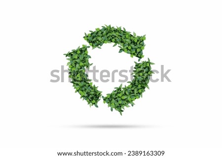 Ecology concept with green leaves environmental concept isolated on white background. 