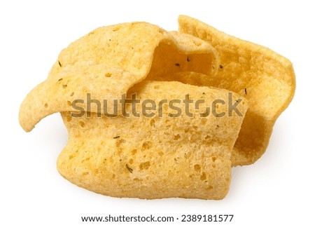 Pile of lentil chips isolated on white. Royalty-Free Stock Photo #2389181577