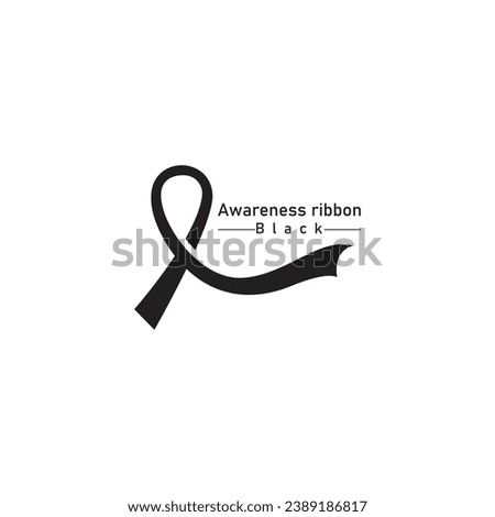 Realistic black ribbon  death symbol . Vector illustration