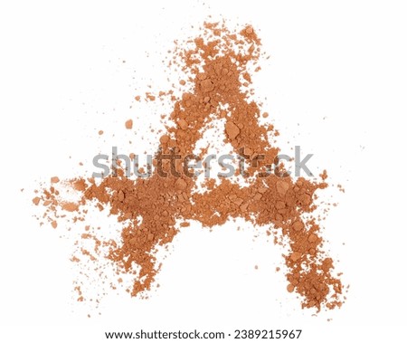 Cocoa powder alphabet letter A, symbol isolated on white, clipping path