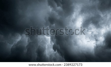Dramatic panoramic view of Nimbostratus clouds. Royalty-Free Stock Photo #2389227173
