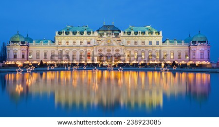 Vienna - Belvedere palace at the christmas market in dusk Royalty-Free Stock Photo #238923085