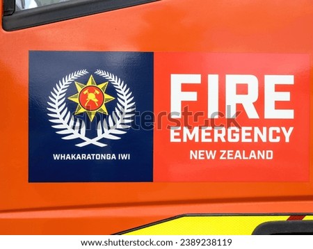 Fire emergency firefighters service sign, New Zealand