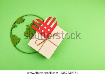 Giving Tuesday, the global day of charity. Red linear heart. Royalty-Free Stock Photo #2389239361