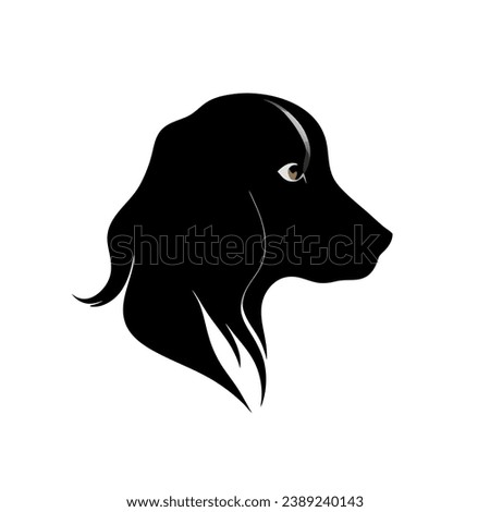 Dog head black graphic sketch isolated on white background. Cute black dog isolated on a white background. Dog silhouette icon. Vector illustration of a dog's head on a white background. Animal logo.