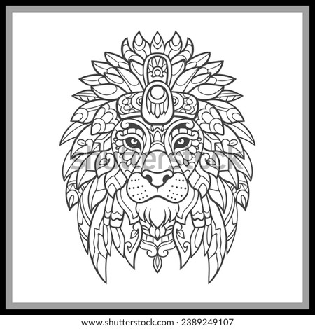 Lion head mandala arts isolated on black background.