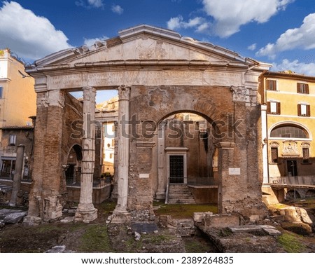 Rome, Italy, 8 november 2023 - The Portico of Octavia (Portico d'Ottavia) in Rome Royalty-Free Stock Photo #2389264835