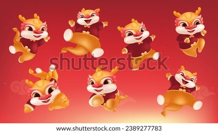 Spring Festival vector hand painted cute cartoon dragon collection