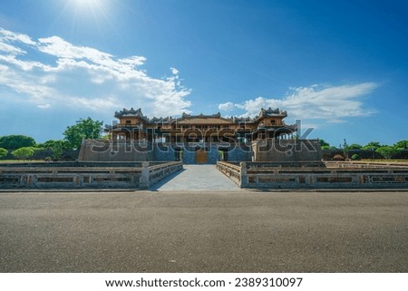 Ngo Mon gate - the main entrance of forbidden Hue Imperial City in Hue city, Vietnam Royalty-Free Stock Photo #2389310097