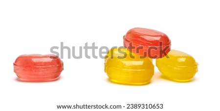 colorful fruit hard candy isolated on white. lollipop, candy, sweetmeat Royalty-Free Stock Photo #2389310653