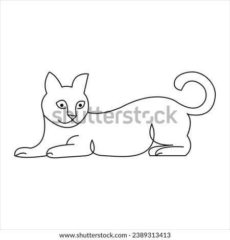 Cat pet single line art drawing continuous outline silhouette vector illustration