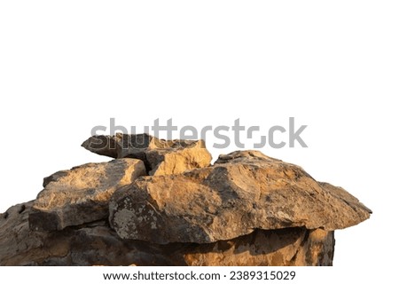 Cliff stone located part of the mountain rock isolated on white background Royalty-Free Stock Photo #2389315029
