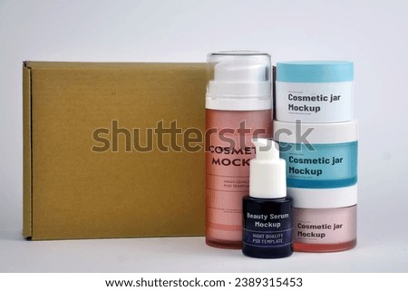 This image showcases two jars of cosmetic cream placed on a white surface. The jars are designed as a cosmetic jar mock-up, which means they are not actual products but rather a representation of what