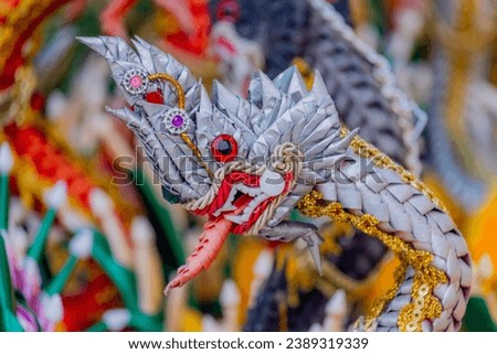 Decorative of the Naga weaving for worship in Thai temple