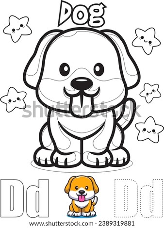 D for Dog Animal Alphabet Coloring Page