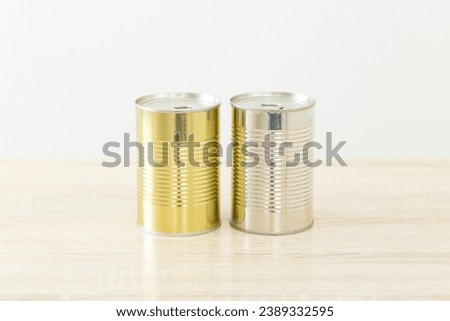 Canned food on the desk.