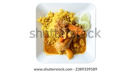 Massaman curry. Thai food, food, Asian food, Indian , Islamic food served in a bowl on a white background