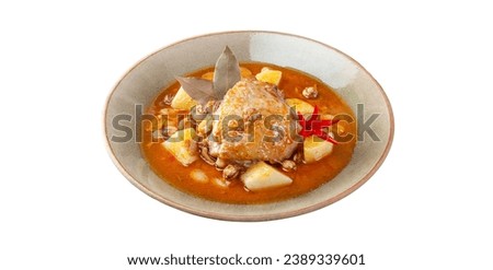 Massaman curry Thai food Asian food, Islamic food served in a plate on a white background