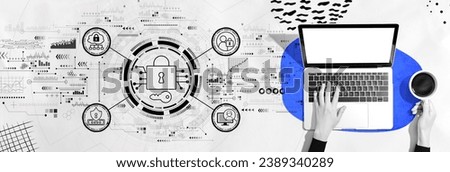 Data Security concept with person using a laptop computer