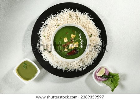 Palak Paneer  Rice, Indian Dish Royalty-Free Stock Photo #2389359597