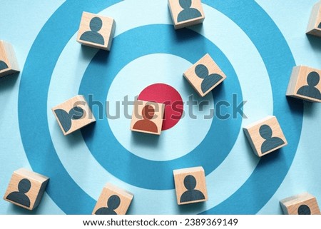Defining target audience. Business marketing and customers concept. Target and people icons. Royalty-Free Stock Photo #2389369149