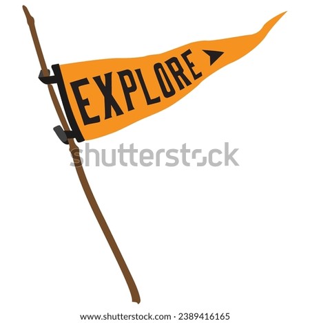 Yellow flag with the word explore. Inspirational motivational. Vector illustration for tshirt, website, print, clip art, poster and print on demand merchandise.