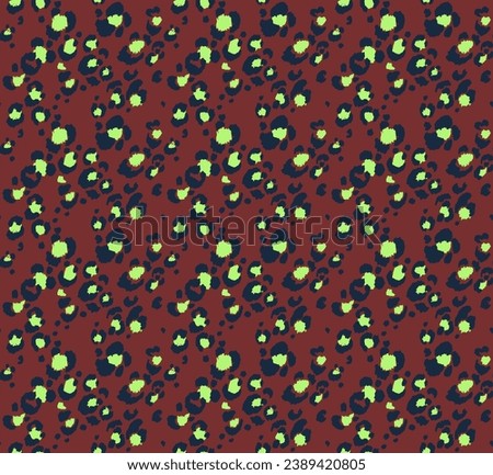 Seamless pattern with leopard spots. Wild animal skin print in different colors in flat style. Exotic ornament, fashionable elegant print. African pattern for wallpaper or fabric.