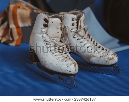Figure skater sports equipment. Very old skates. Professional skates