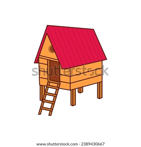 Chicken coop, Chicken farm flat illustration Royalty-Free Stock Photo #2389430667