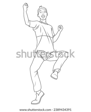 Dancing man in outline and vector.