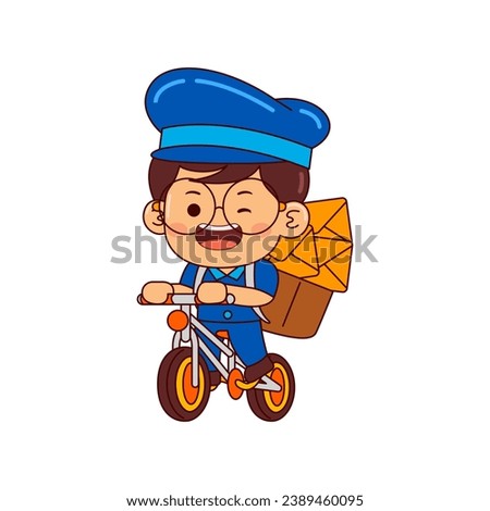 cute postman boy cartoon character Royalty-Free Stock Photo #2389460095