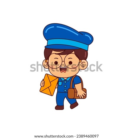 cute postman boy cartoon character Royalty-Free Stock Photo #2389460097