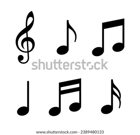 Musical notes set. Music notes icons collection. Musical note. Treble clef. Vector illustration
