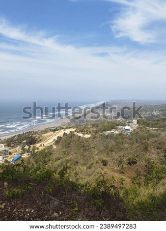 Beach view with blue sky from mountain