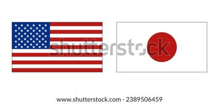 United States and Japanese flags icon set. Vector.