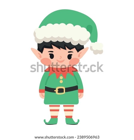 Happy christmas elf boy character