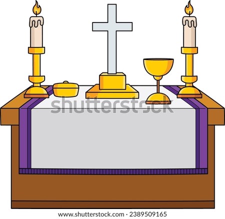 Altar Table Cartoon Colored Clipart Illustration
