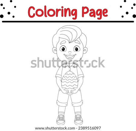 Coloring page Happy Easter with cute little children