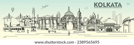 Kolkata Skyline, Kolkata Monuments, Kolkata famous architecture. Royalty-Free Stock Photo #2389565695