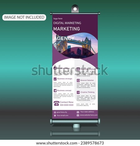 Corporate rollup banner template, rollup, advertisement, pull up, polygon background, vector illustration, business flyer, display, x-banner and flag-banner with blue, red, yellow ... See More
