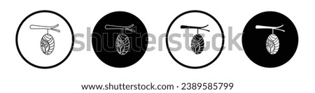 Cocoon vector icon set. Monarch butterfly chrysalis symbol in black and white color.