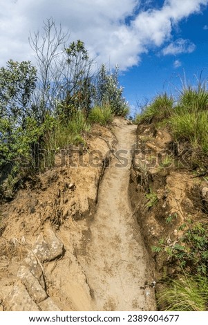 Hiking trail on the rim of Longonot volcano crater, Kenya
