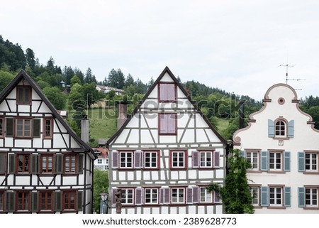 Beautiful buildings Schiltach in the Black Forest, Germany. Royalty-Free Stock Photo #2389628773