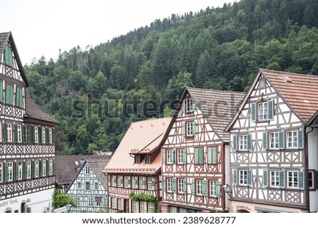 Half-timbered houses of Schiltach in Black Forest, Germany. Royalty-Free Stock Photo #2389628777