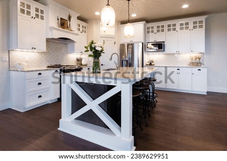A farmhouse sink in a charming kitchen setting. This high quality stock photo captures the essence of traditional design, blending functionality and style seamlessly.
