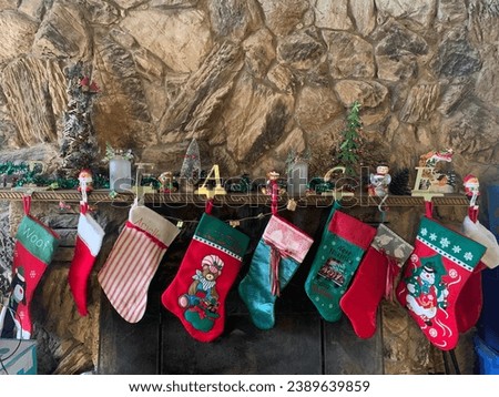 Stockings on the fireplace mantel