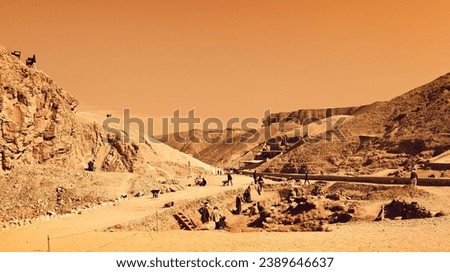 Egyptian workers make an archaeological excavations in the Valley of the Kings. West Bank of the Nile, Luxor, Egypt Royalty-Free Stock Photo #2389646637