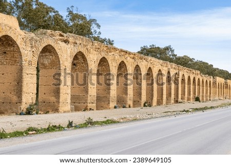 Zaghouan, Tunisia. The ancient Roman Zahhouan aqueduct. Royalty-Free Stock Photo #2389649105
