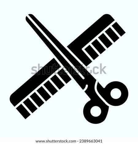 Barber Instruments solid icon. Scissors and comb vector illustration isolated on white. Instruments for haircutting glyph style design, designed for web and app. Eps 10