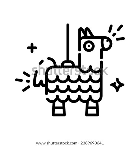 Pinata linear icon. Donkey toy. Thin line illustration. Contour symbol. Vector isolated outline drawing.